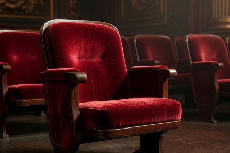 Softly lit 3D render of theater velvet seat