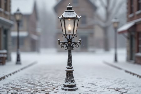 Softly lit 3D render of miniature street lamp